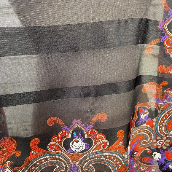 Vintage Black Purple Red Italian Floral Paisley Lightweight Scarf - Picture 4 of 8